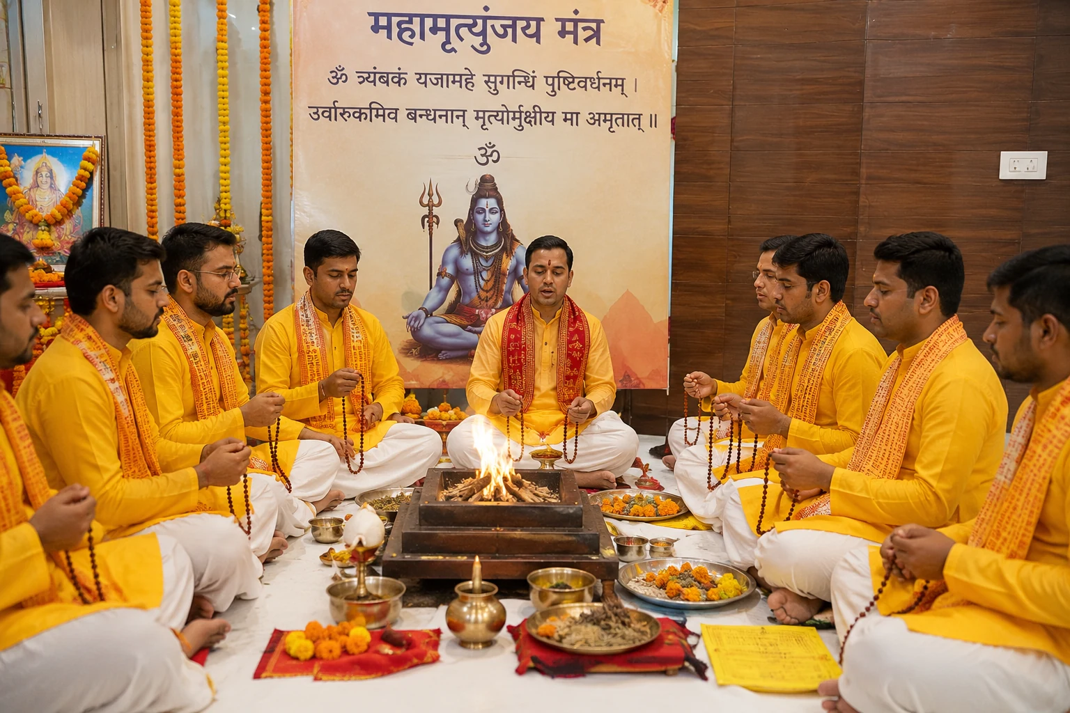 Maha Mrityunjaya Jaap — Vedic Brahmins chanting the Tryambaka mantra